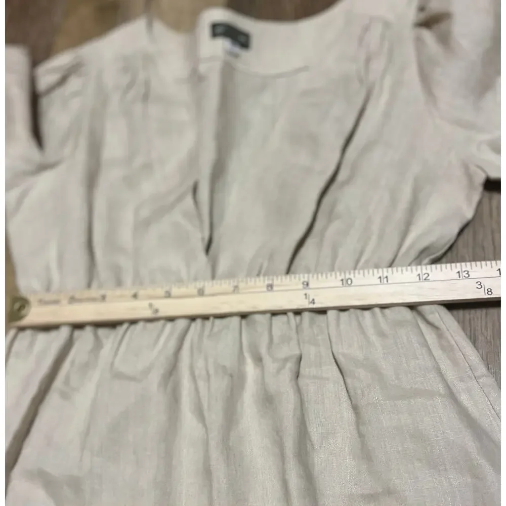 Anthropologie Fei Womens 100% Linen Golden Road Elegant Dress Petite Preppy EUC - Picture 8 of 9